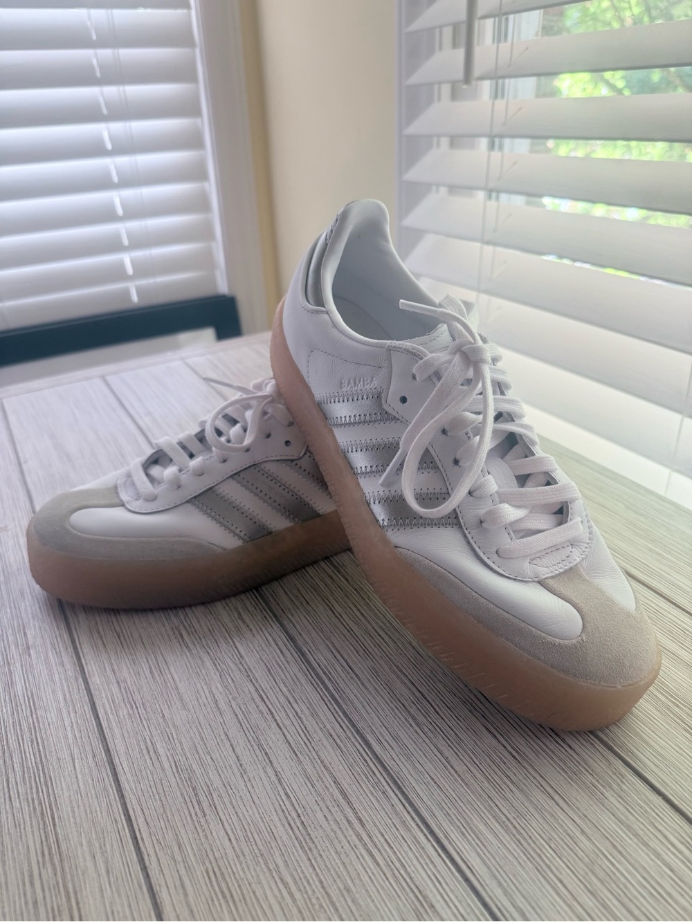 adidas White and Gum Samba Athletic Shoes 8.5 (run large)